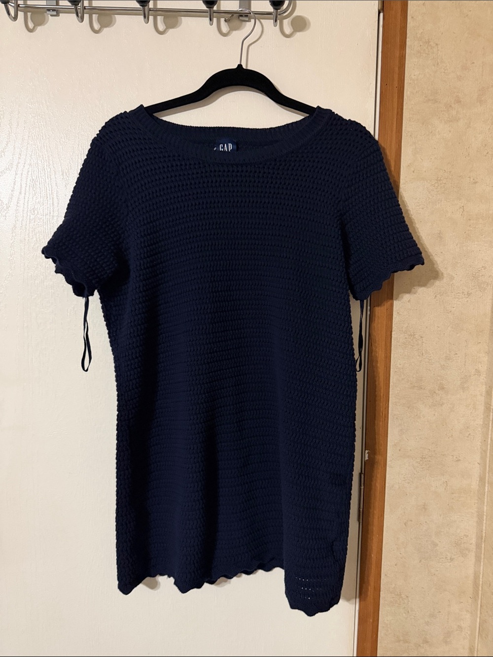 GAP Navy Textured Short Sleeve Knit Dress
